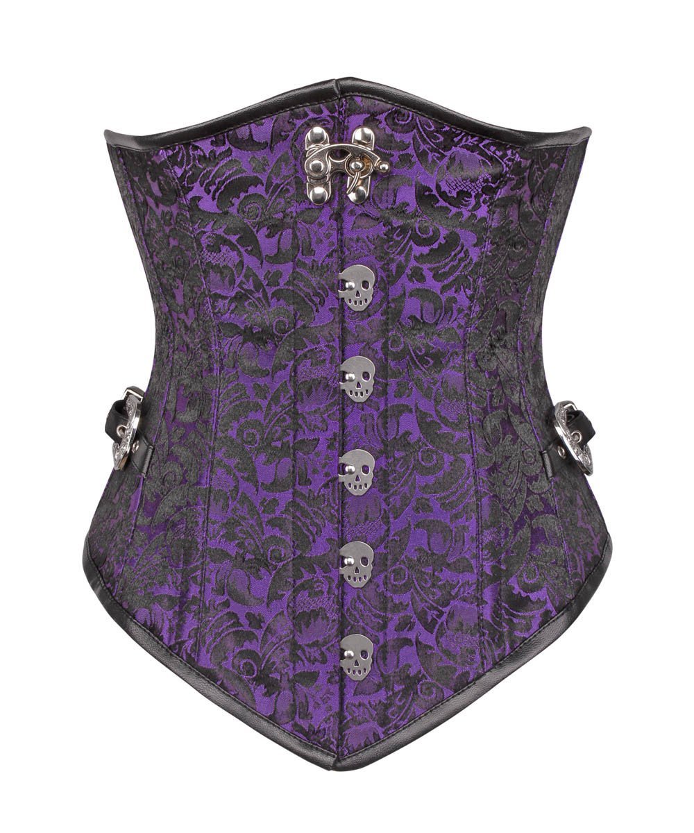 Aetius Gothic Purple Corset with Skull Busk Opening