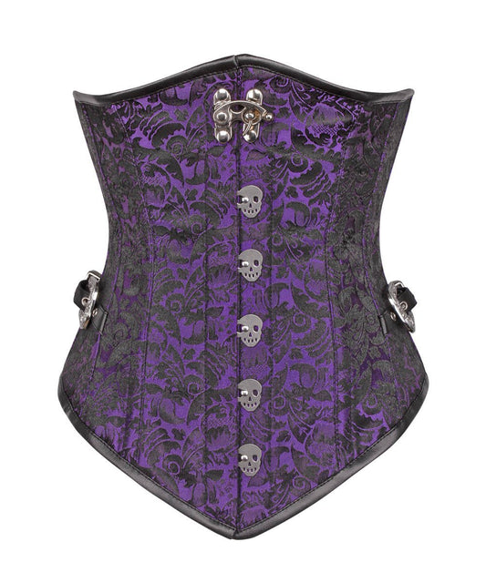 Aetius Gothic Purple Corset with Skull Busk Opening