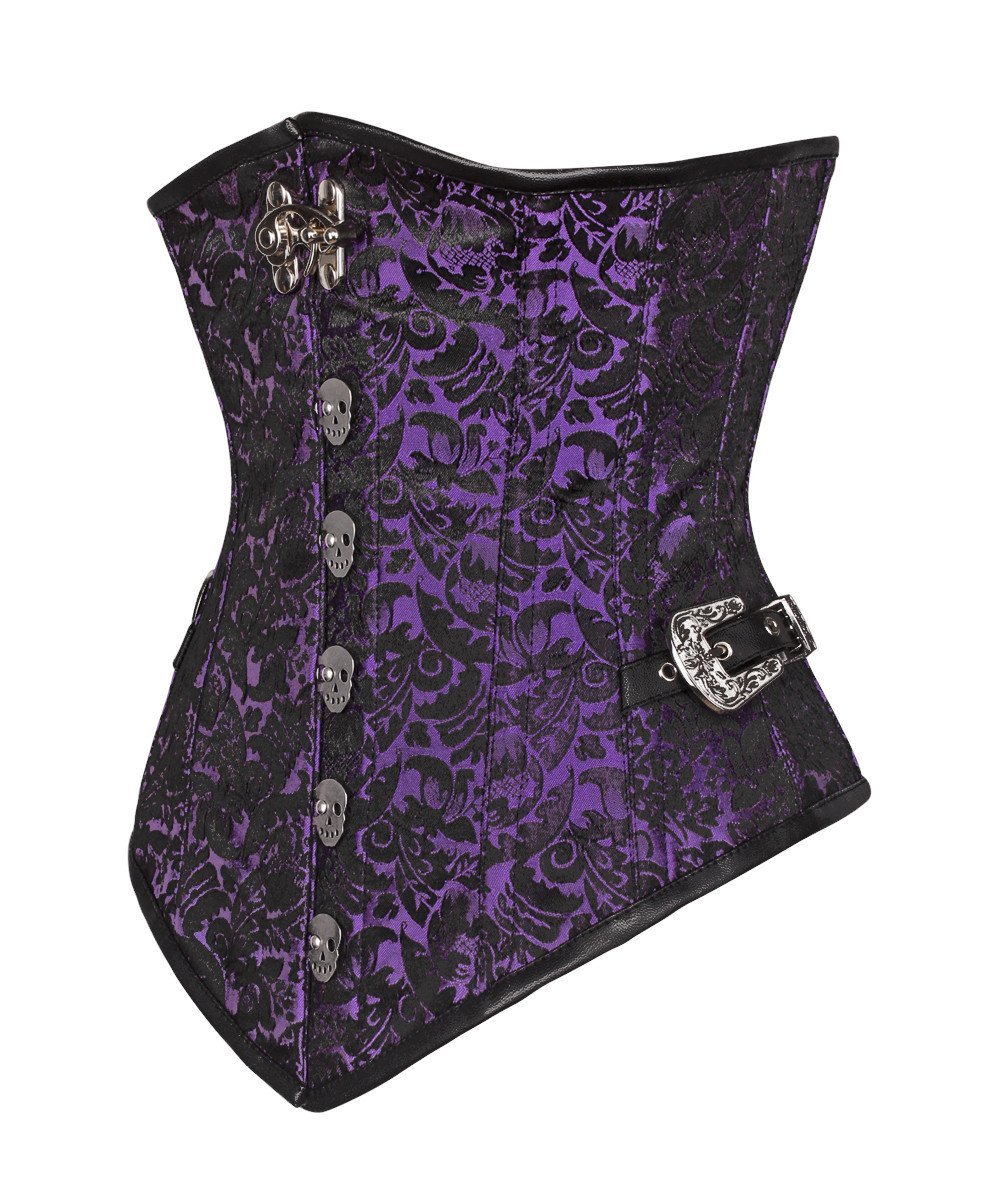 Aetius Gothic Purple Corset with Skull Busk Opening