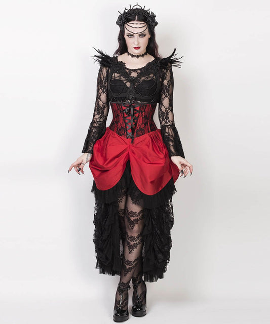 Finnur Red Burlesque Underbust Corset Dress