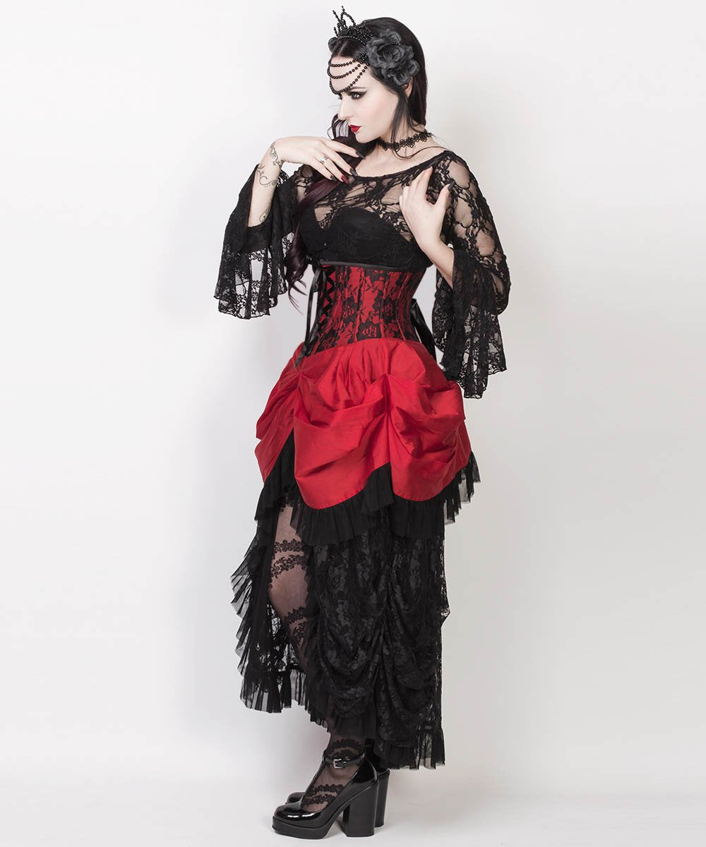 Finnur Red Burlesque Underbust Corset Dress