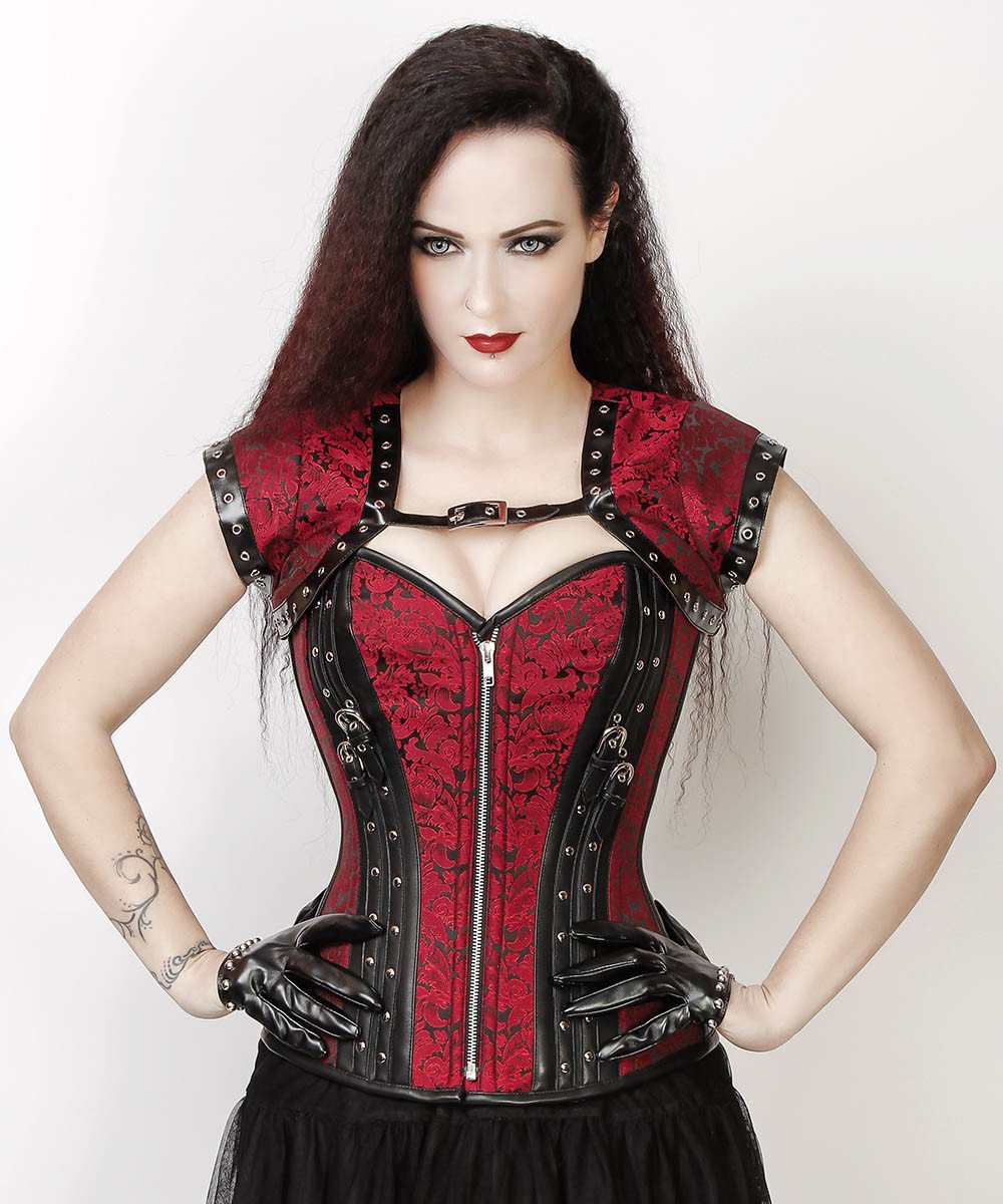Galit Gothic Maroon Overbust Corset with Bolero