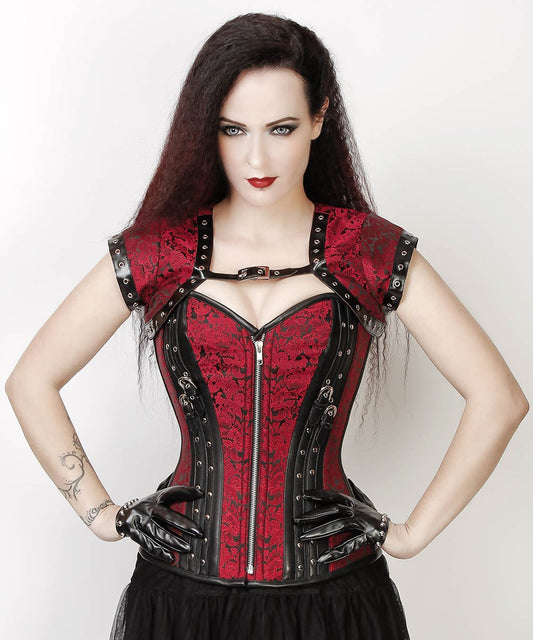 Galit Gothic Maroon Overbust Corset with Bolero