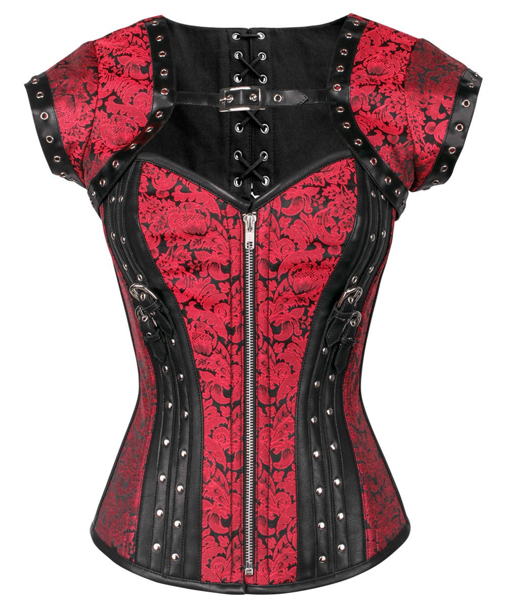 Galit Gothic Maroon Overbust Corset with Bolero