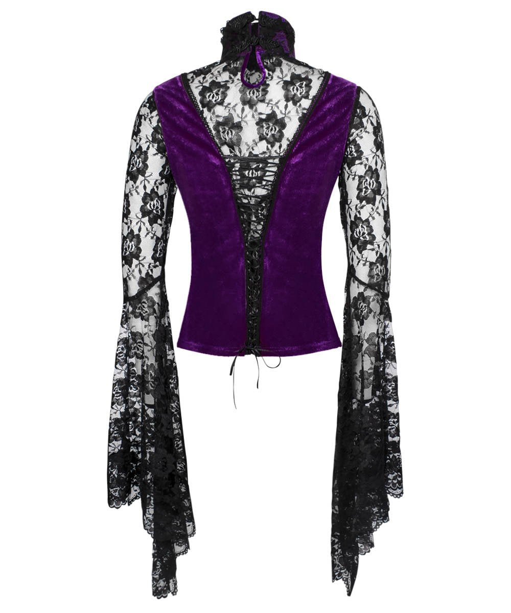 Caitria Long Flared Sleeve Gothic Purple Top