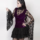 Caitria Long Flared Sleeve Gothic Purple Top