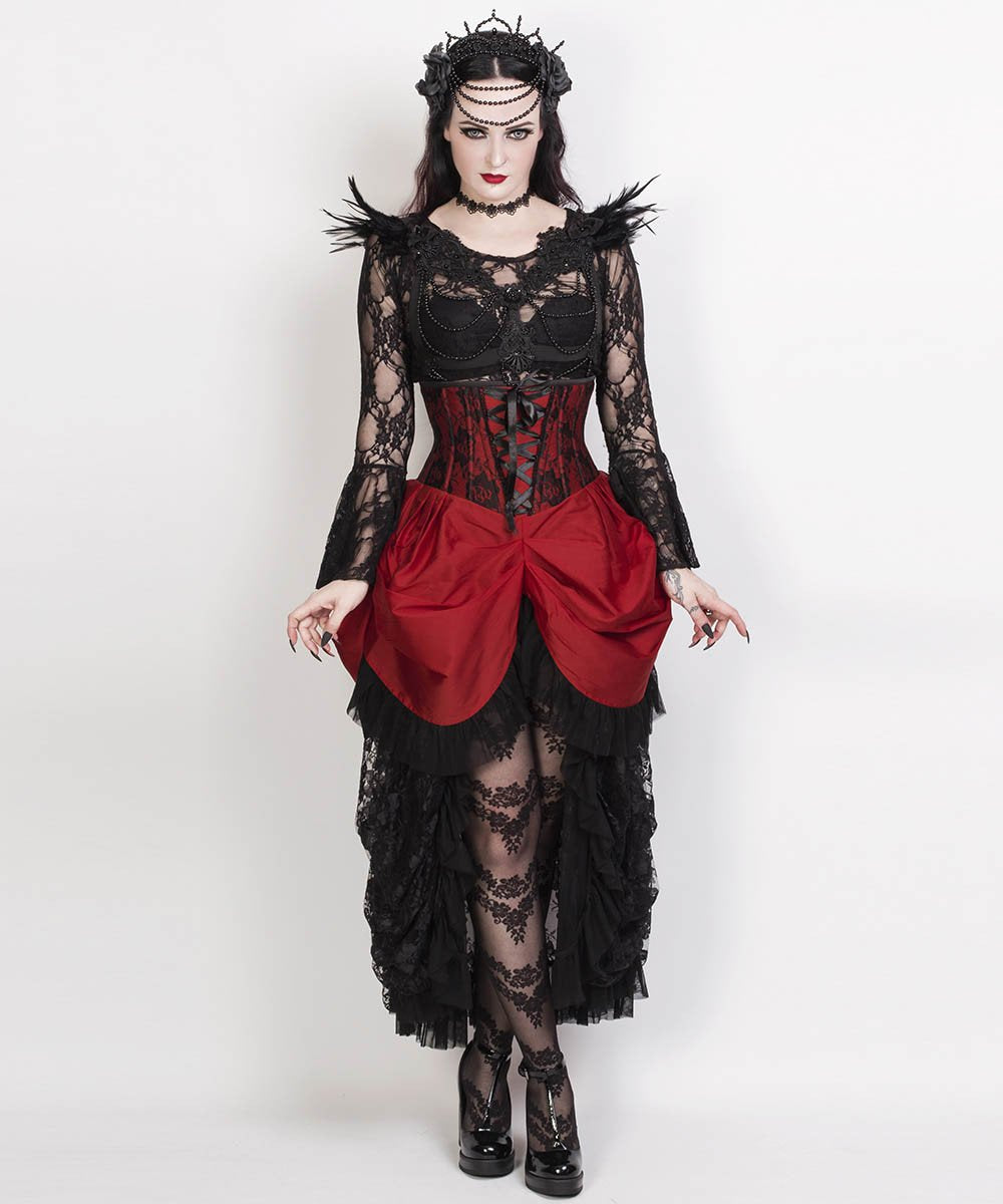 Laureen Burgundy Burlesque Underbust Corset Dress