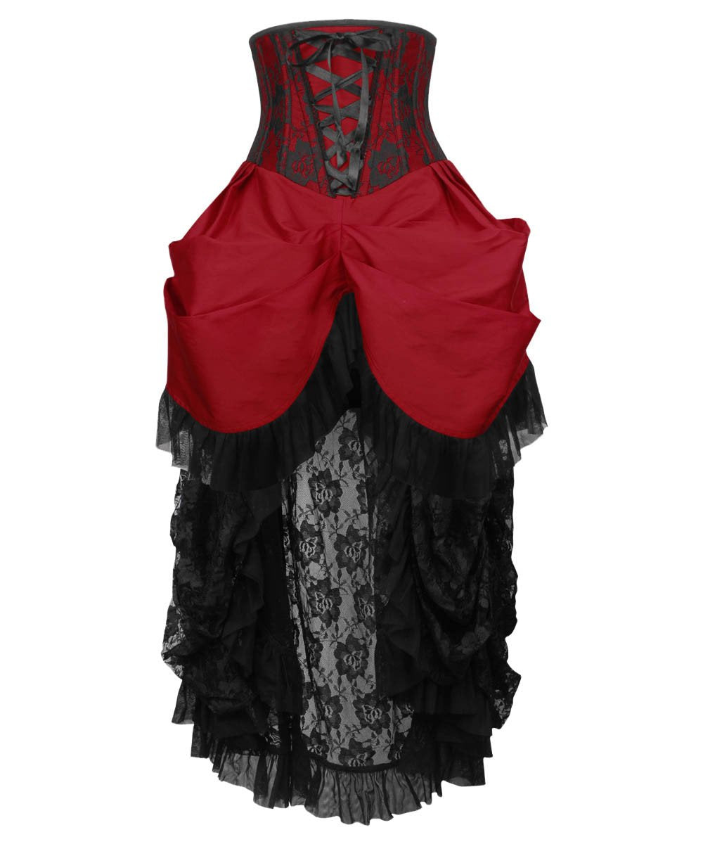 Laureen Burgundy Burlesque Underbust Corset Dress