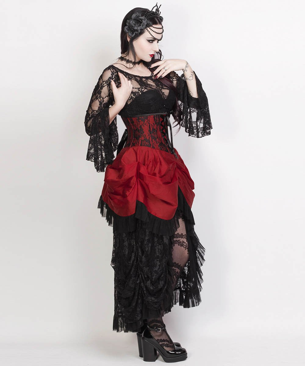 Laureen Burgundy Burlesque Underbust Corset Dress