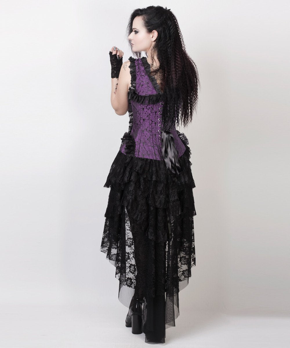 Caelan Victorian Inspired Corset Dress in Purple and Black