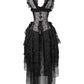 Laelia Victorian Inspired Corset Dress in Silver and Black