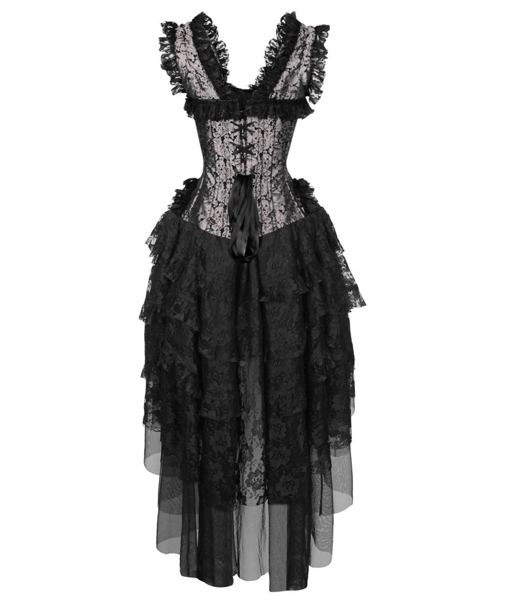 Laelia Victorian Inspired Corset Dress in Silver and Black