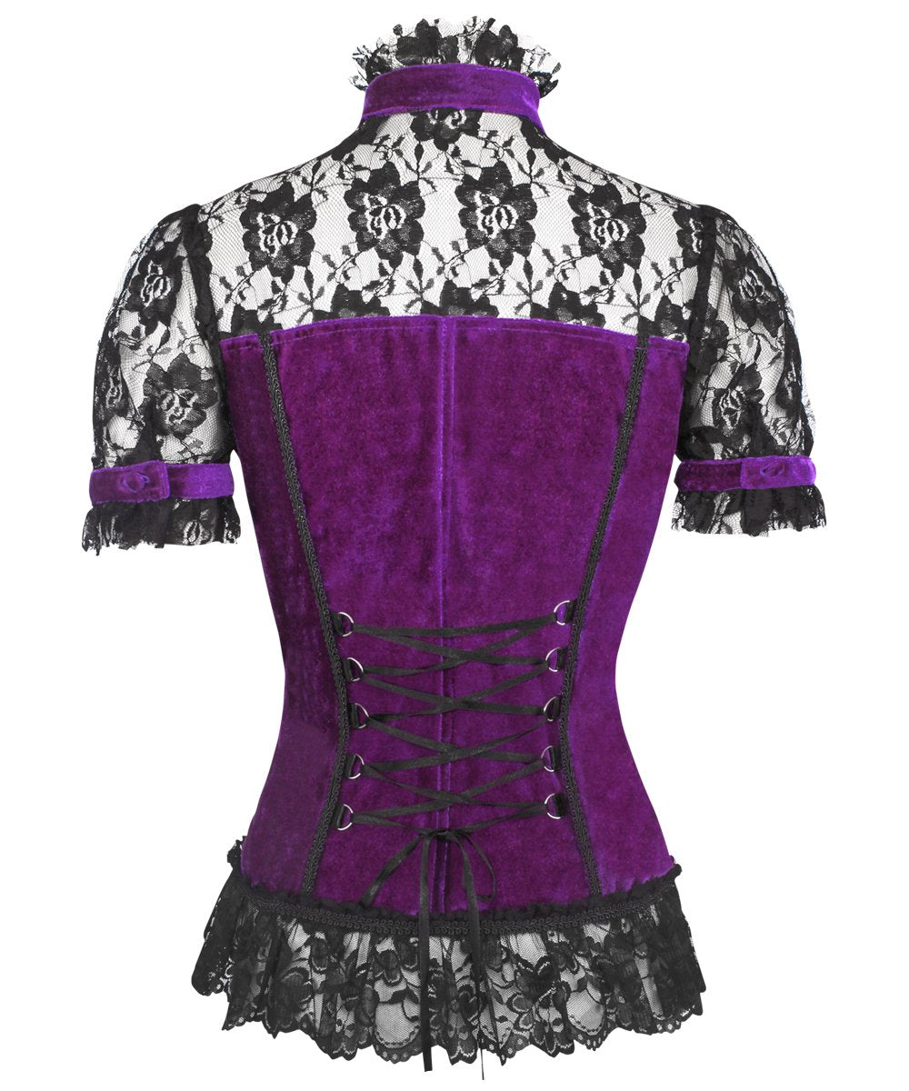 Cicero Gothic Top in Purple Velvet