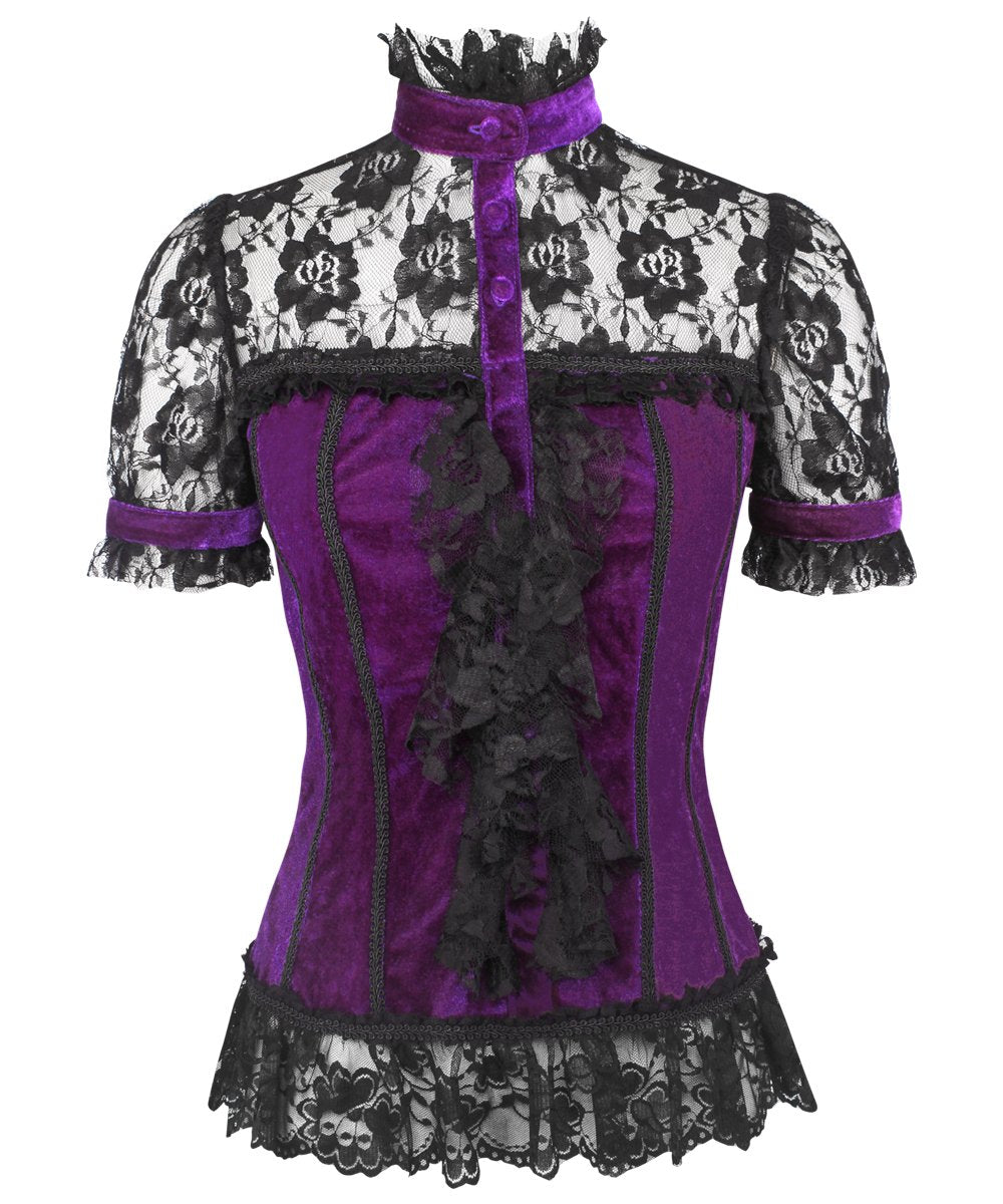 Cicero Gothic Top in Purple Velvet