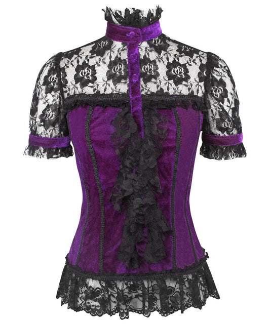 Cicero Gothic Top in Purple Velvet