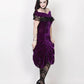 Roberto Burlesque Purple Velvet Off Shoulder Dress