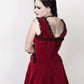 Faigel Halter Burlesque Dress in Maroon Velvet