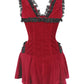 Faigel Halter Burlesque Dress in Maroon Velvet