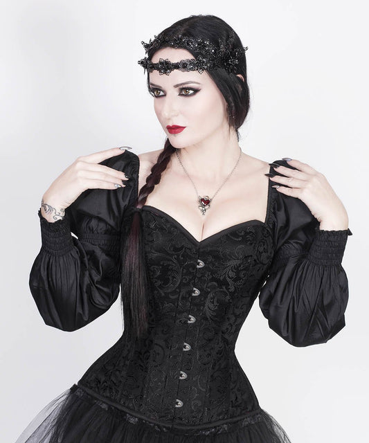 Cirino Gothic Black Corset with Attached Sleeve