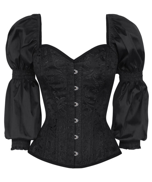 Cirino Gothic Black Corset with Attached Sleeve