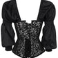 Florry Gothic Silver Corset with Attached Sleeve
