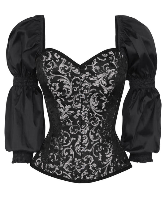 Florry Gothic Silver Corset with Attached Sleeve
