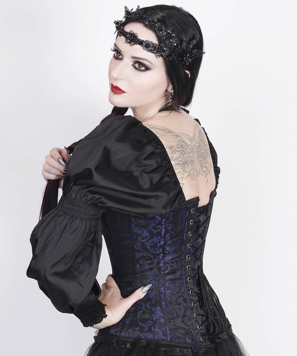 Rosaline Gothic Purple Corset with Attached Sleeve