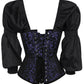 Rosaline Gothic Purple Corset with Attached Sleeve