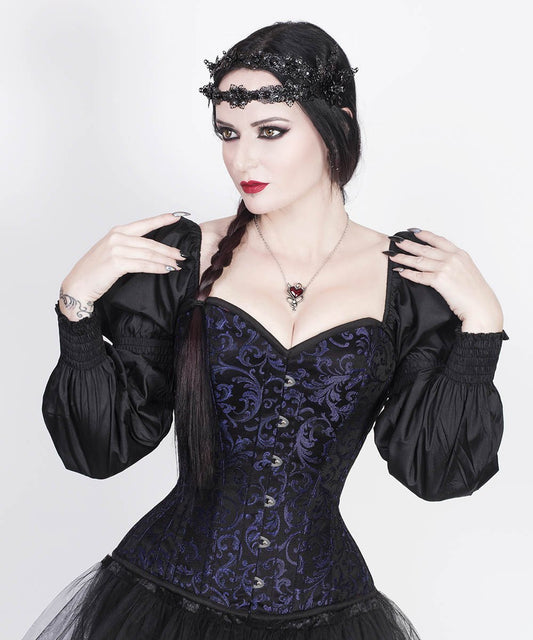 Rosaline Gothic Purple Corset with Attached Sleeve