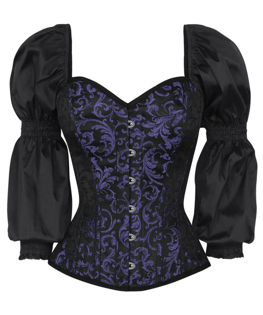 Rosaline Gothic Purple Corset with Attached Sleeve