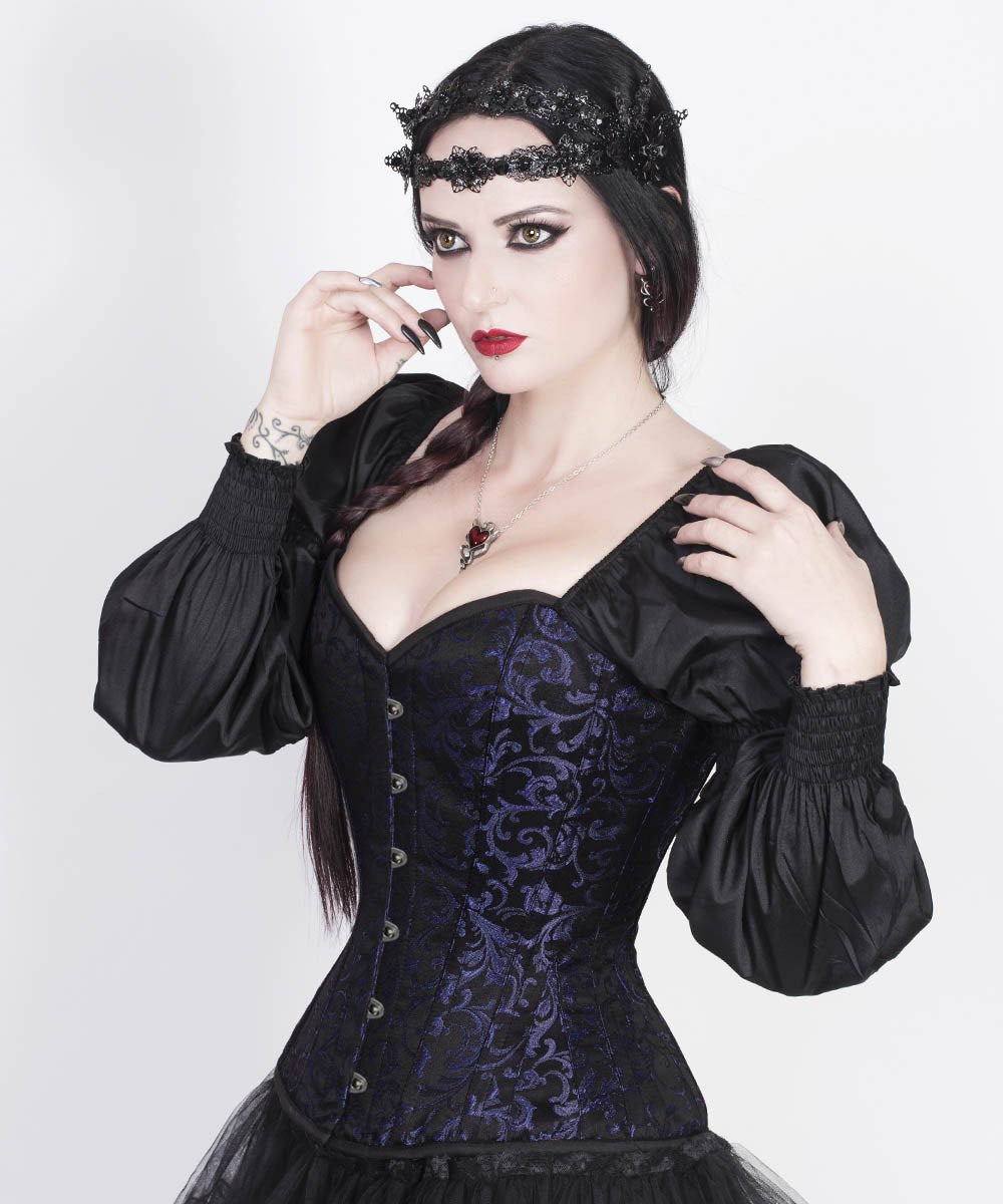 Rosaline Gothic Purple Corset with Attached Sleeve