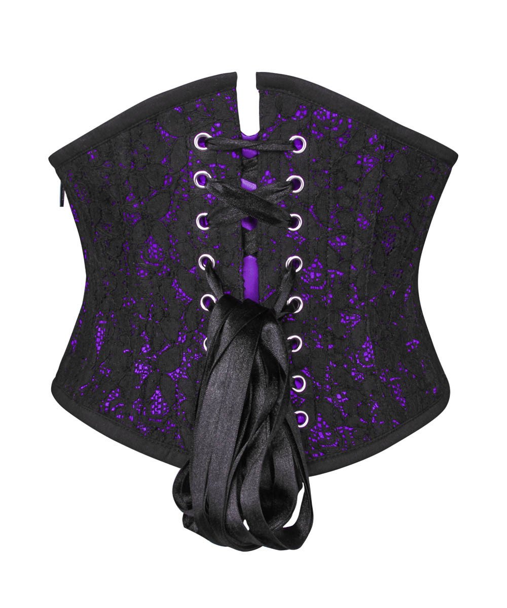 Lazaros Underbust Purple Corset with Lace Overlay