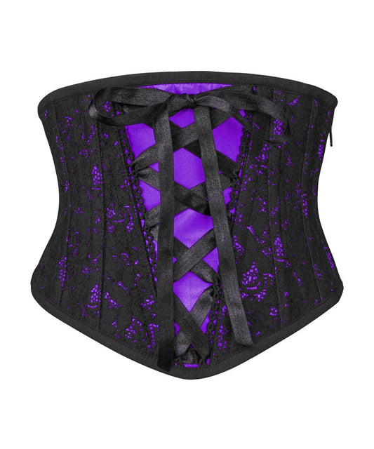 Lazaros Underbust Purple Corset with Lace Overlay