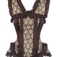 Caley Gold Brocade Overbust Corset with Halter Strap