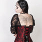 Lempi Lace Overlay Maroon Overbust Corset with Attached Sleeve