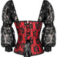 Lempi Lace Overlay Maroon Overbust Corset with Attached Sleeve