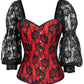 Lempi Lace Overlay Maroon Overbust Corset with Attached Sleeve