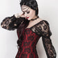 Lempi Lace Overlay Maroon Overbust Corset with Attached Sleeve