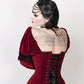Calvagh Gothic Overbust Custom Made Maroon Corset with Attached Sleeve