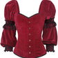 Calvagh Gothic Overbust Maroon Corset with Attached Sleeve