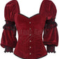 Calvagh Gothic Overbust Custom Made Maroon Corset with Attached Sleeve