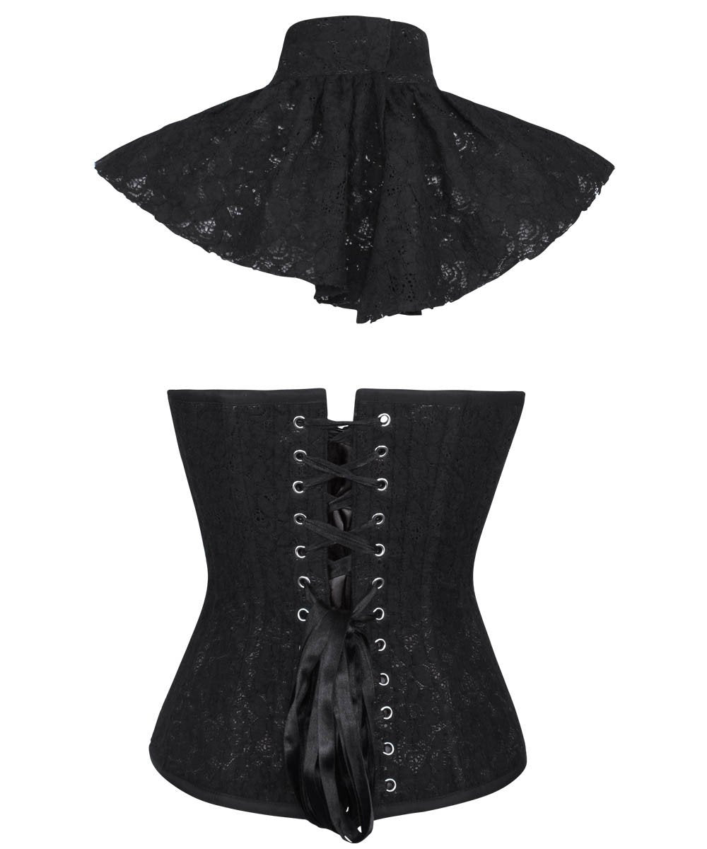 Caiside Black Overlay Corset with Victorian Lace Choker