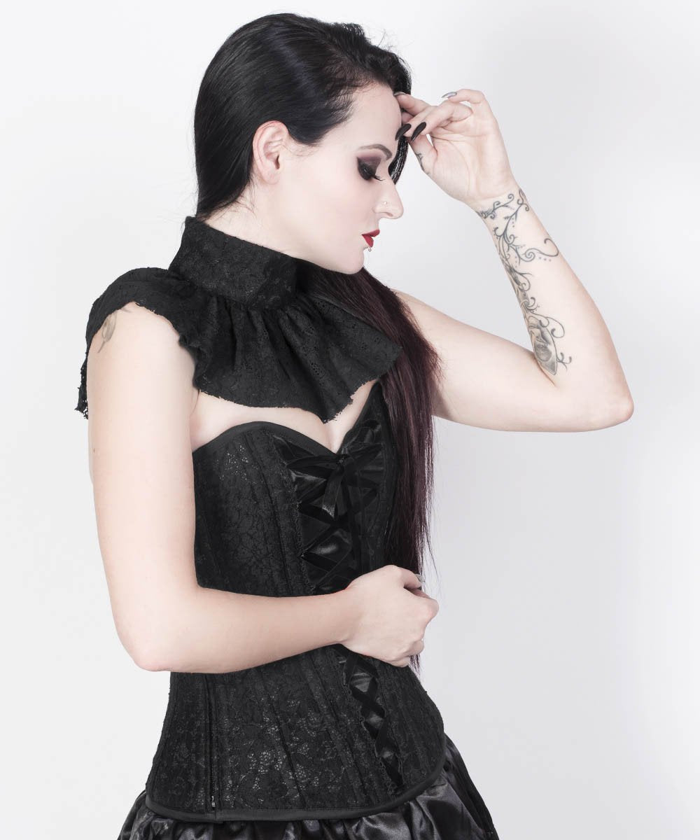 Caiside Black Overlay Corset with Victorian Lace Choker