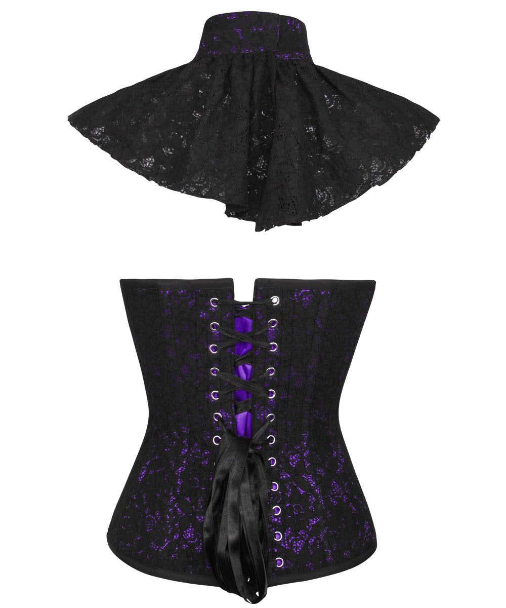 Fidela Purple Overlay Corset with Victorian Lace Choker
