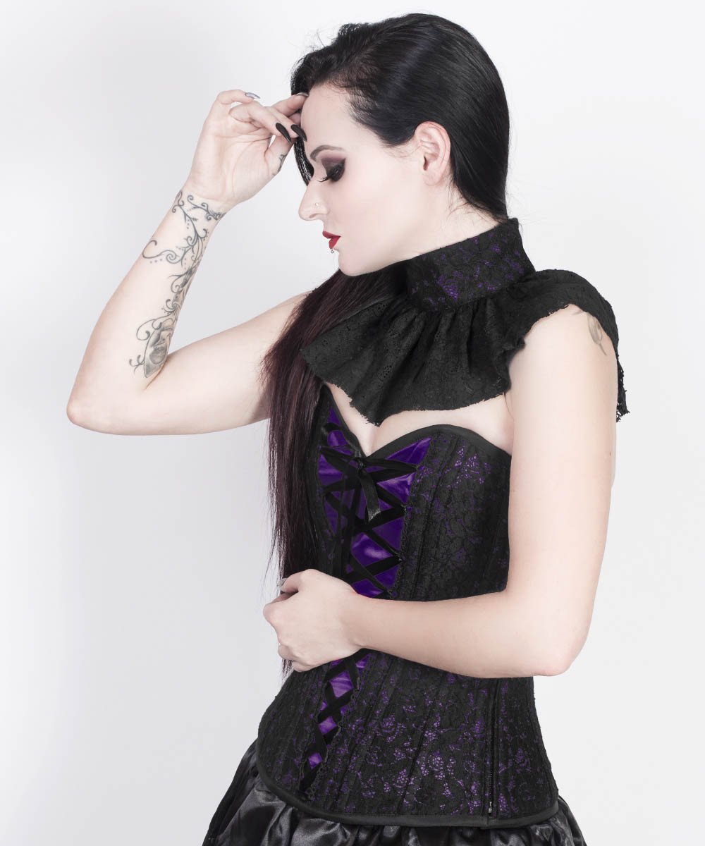 Fidela Purple Overlay Corset with Victorian Lace Choker