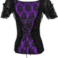 Fillin Purple Gothic Broad Neck Lace Overlay Top