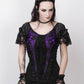 Fillin Purple Gothic Broad Neck Lace Overlay Top