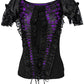 Fillin Purple Gothic Broad Neck Lace Overlay Top