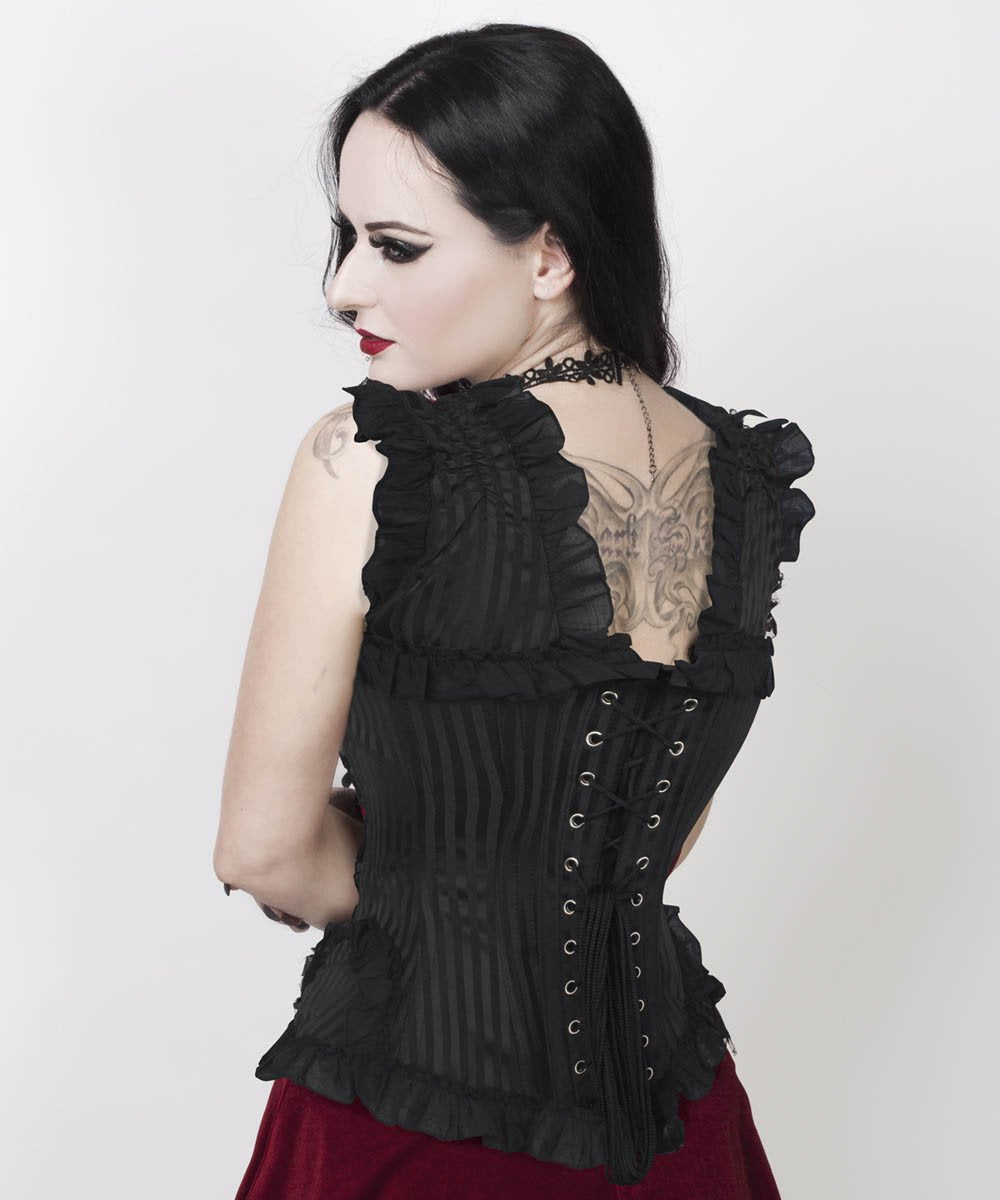 Fulvia Victorian Inspired Black Brocade Corset