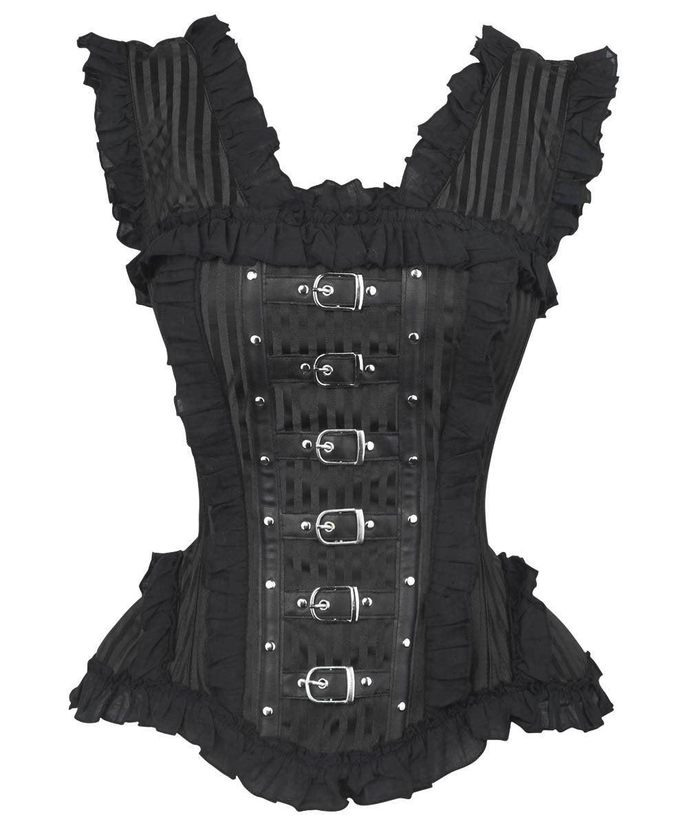Fulvia Victorian Inspired Black Brocade Corset